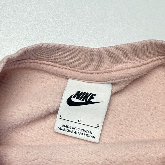 Nike Center Check Sweatshirt Womens Large Relaxed Crop Style Baby Pink - Picture 8 of 10